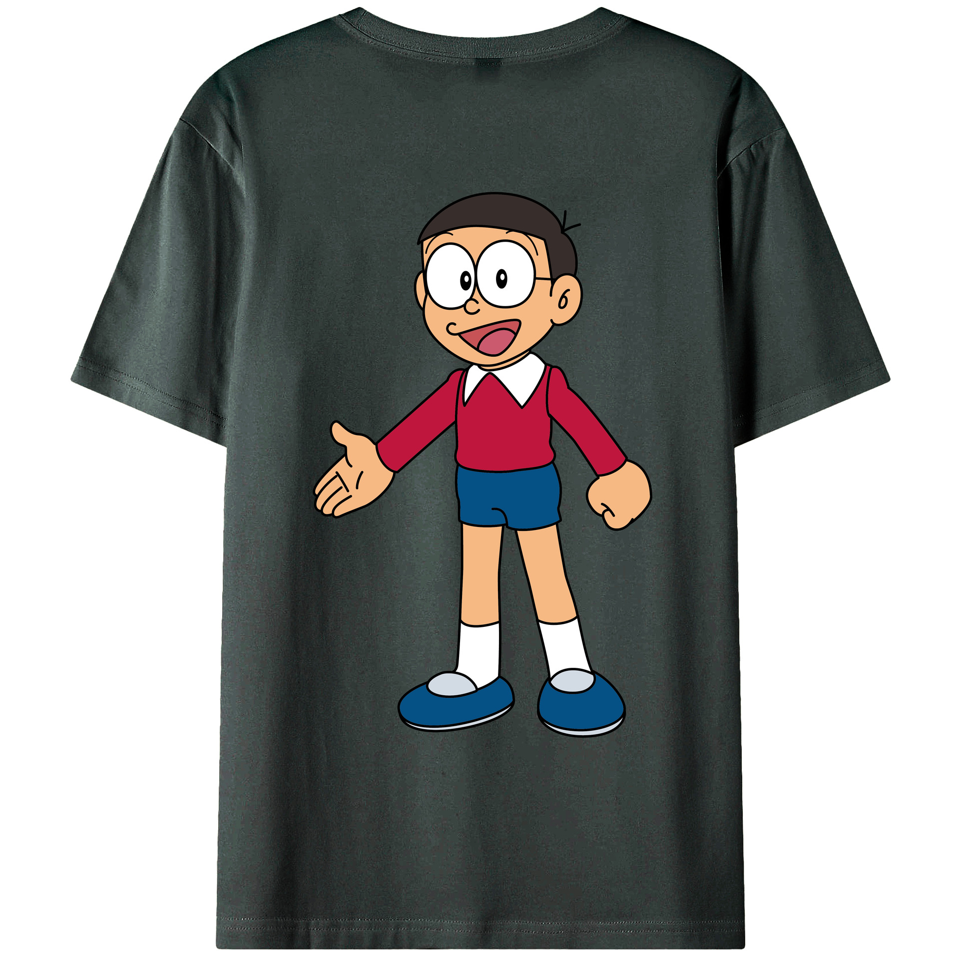 （画像用） ドラえもん 野比 のび太 Doraemon Nobita Nobi 綿100％ メンズ半袖Tシャツ（バックプリント） 通気性